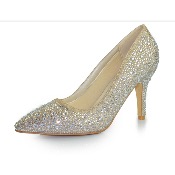 Chaussures de mariée Champagne et Strass, Talon de 8 cm
