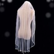 Voile de mariée doux Ivoire avec bordure perlée, 2 longueurs disponibles