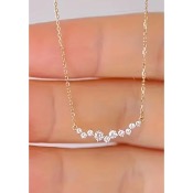 Collier fin doré et zircone, motif de 2,2 cm