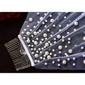 Voile de mariée court avec perles ivoire, 1 mètre 