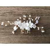 Peigne de mariée céramique doré ou argenté