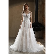 Robe de mariée Élyne princesse bretelles tulle ivoire T 44