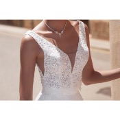 Top de mariée en dentelle sans manches E465 T 36 à 42 Bianco Evento