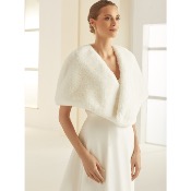 Boléro de mariée croisé fausse fourrure ivoire