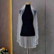 Voile de mariée doux Ivoire avec bordure perlée, 2 longueurs disponibles