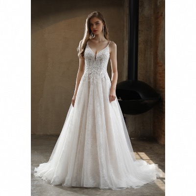 Robe de mariée Élyne princesse bretelles tulle ivoire T 32 à 58 