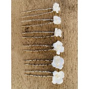 Lot de 6 épingles à cheveux de mariage céramique argenté
