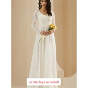 Déstockage Robe de mariée Diane T 48 et 52 manches longues ivoire