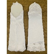 Gants ou mitaine de mariage blanc satiné avec perles 