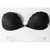 Soutien-gorge adhésif en silicone, dessus en dentelle, blanc Bonnet D