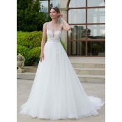 Nouveaut !!! Robe Morganite ivoire tulle broderies princesse champtre Bianco Evento T 36  48