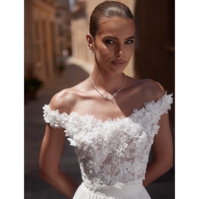 Top de mariée E 486 fleurs 3D T 36 à 46