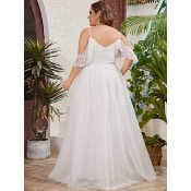 Robe de mariée Anna, tulle, dentelle T 48 avec jupon inclus 