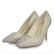 Chaussures de mariée Champagne et Strass, Talon de 8 cm