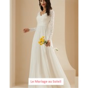 Déstockage Robe de mariée Diane T 48 et 52 manches longues ivoire