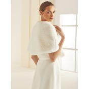 Boléro de mariée croisé fausse fourrure ivoire