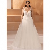 Nouveauté !!! Robe Morganite ivoire tulle broderies princesse champêtre Bianco Evento T 36 à 48