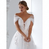 Destockage ! Robe de mariée Alix Ivoire/Nuances Rosées tulle princesse T 34, et 38  manches épaule 