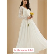 Déstockage Robe de mariée Diane T 48 et 52 manches longues ivoire
