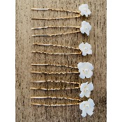 Lot de 6 épingles à cheveux de mariage céramique argenté