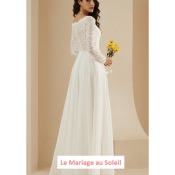 Déstockage Robe de mariée Diane T 48 et 52 manches longues ivoire