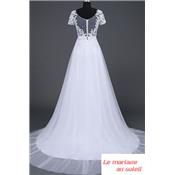 Destockage! Robe de mariée Giulia T 40, 44 ou 48 blanche avec manches courtes