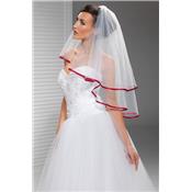 Voile de mariée ivoire bord rouge, 2 épaisseurs de Tulle! Fabrication Europe!