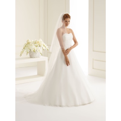 Voile de mariage long 3 m avec cristaux et bordure festonnée blanc ou ivoire