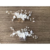 Peigne de mariée céramique doré ou argenté