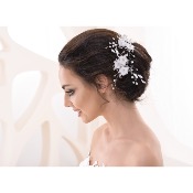 Lot de 3 pingles  cheveux de mariage en strass, perles et fleurs